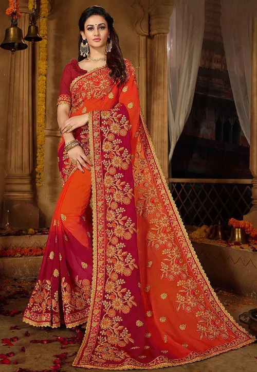 Georgette Embroidered Saree