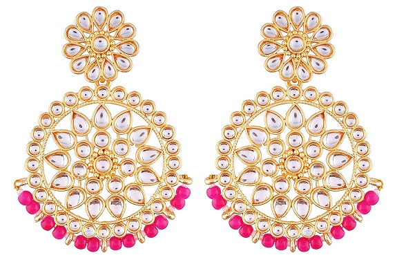 Gold Plated Chandbali Earring Design under 1000 rupees in india