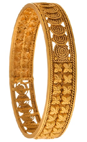 Gold Plated Spiral Designer Bangle