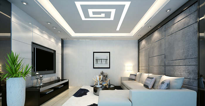Contemporary Pop Ceiling Design For Hall