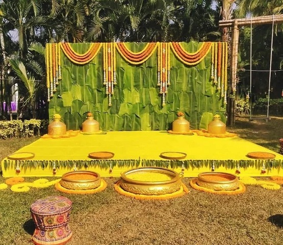 handmade simple haldi decoration at home 