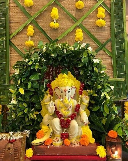 ganesh mandap decoration at home 