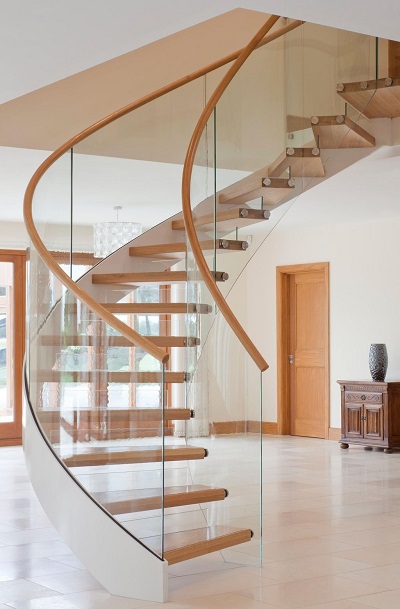 Curved Floating Staircase Design