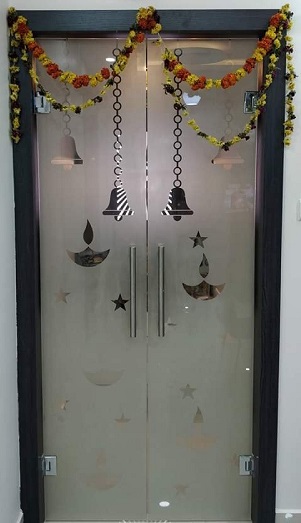 Frosted Pooja Room Glass Door with Minimalist Designs
