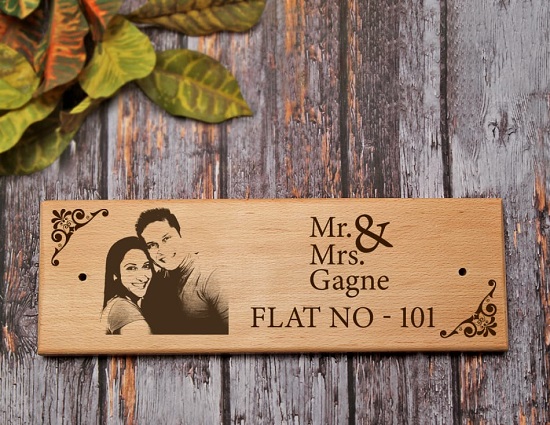 Wooden Home Name Plate Design