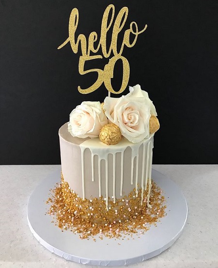 Golden Birthday Cake Design