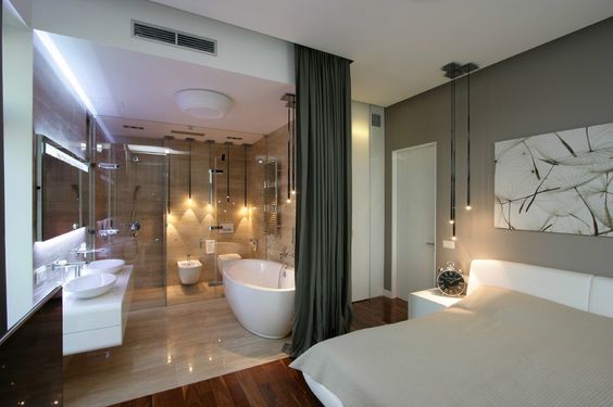 Modern Bedroom With Attached Bathroom Designs