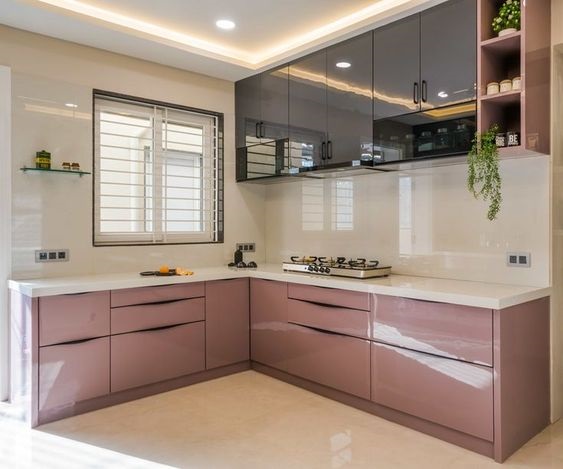 L Shaped Kitchen Design with Window