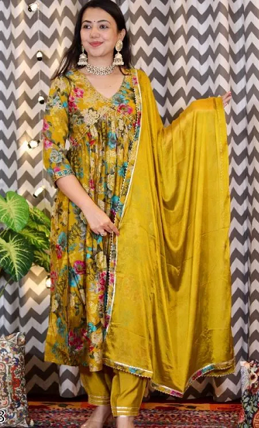 Yellow Alia Cut Dress Design